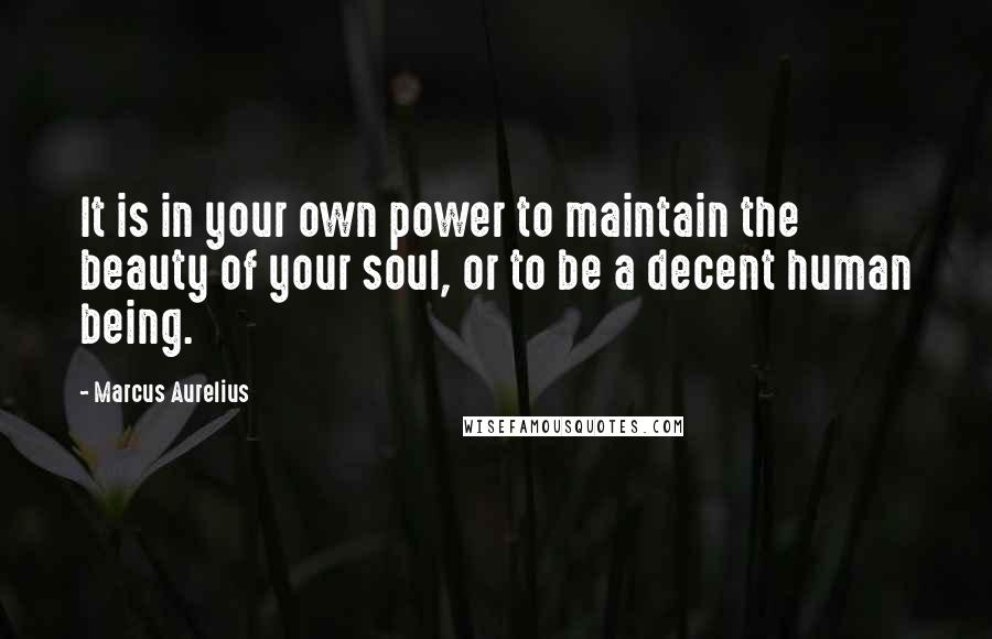 Marcus Aurelius Quotes: It is in your own power to maintain the beauty of your soul, or to be a decent human being.