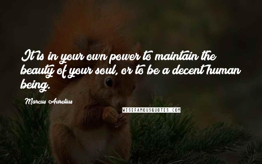 Marcus Aurelius Quotes: It is in your own power to maintain the beauty of your soul, or to be a decent human being.