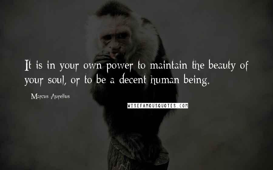 Marcus Aurelius Quotes: It is in your own power to maintain the beauty of your soul, or to be a decent human being.
