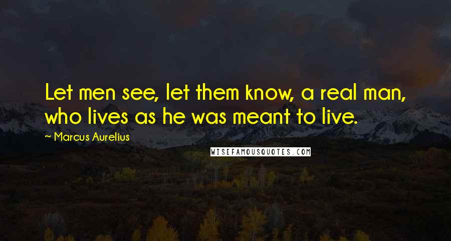 Marcus Aurelius Quotes: Let men see, let them know, a real man, who lives as he was meant to live.