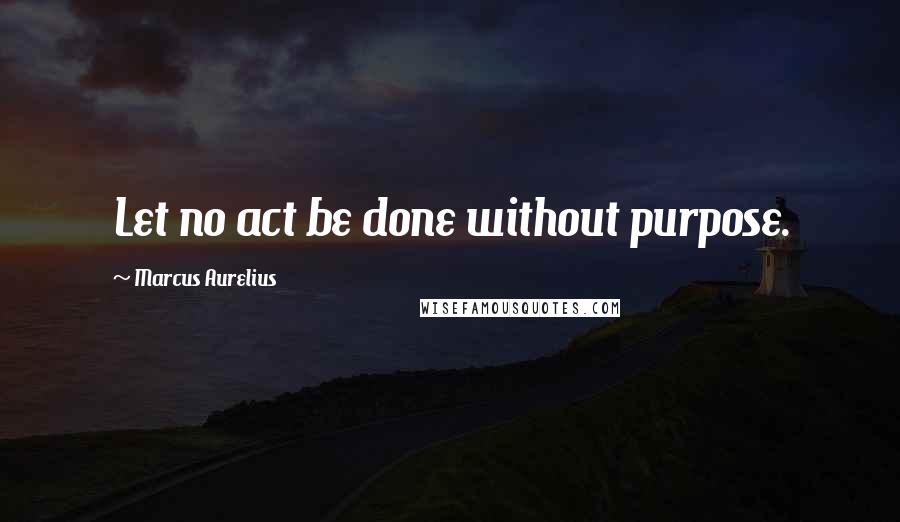 Marcus Aurelius Quotes: Let no act be done without purpose.