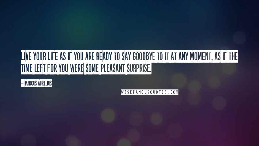 Marcus Aurelius Quotes: Live your life as if you are ready to say goodbye to it at any moment, as if the time left for you were some pleasant surprise.
