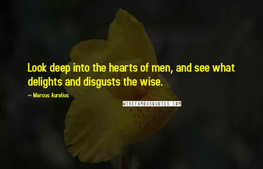 Marcus Aurelius Quotes: Look deep into the hearts of men, and see what delights and disgusts the wise.