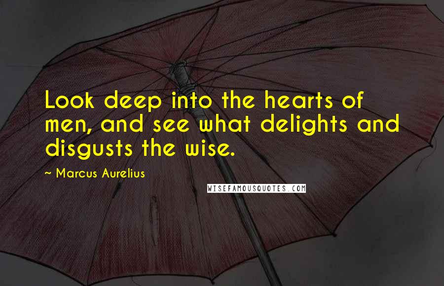 Marcus Aurelius Quotes: Look deep into the hearts of men, and see what delights and disgusts the wise.