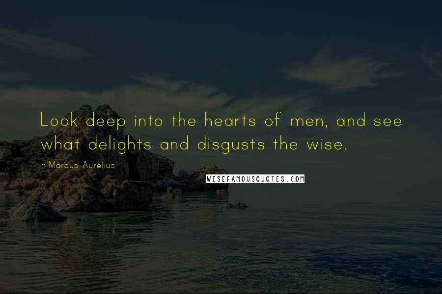 Marcus Aurelius Quotes: Look deep into the hearts of men, and see what delights and disgusts the wise.