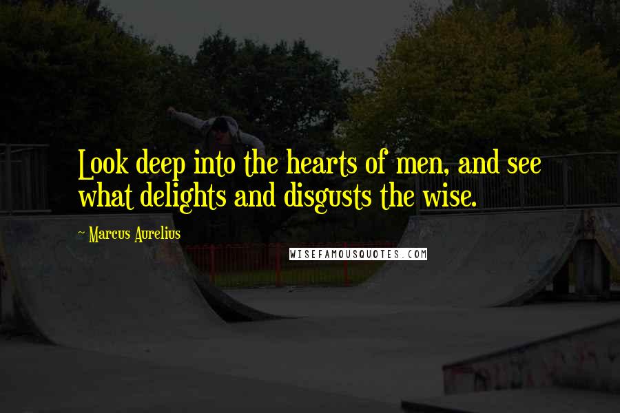 Marcus Aurelius Quotes: Look deep into the hearts of men, and see what delights and disgusts the wise.