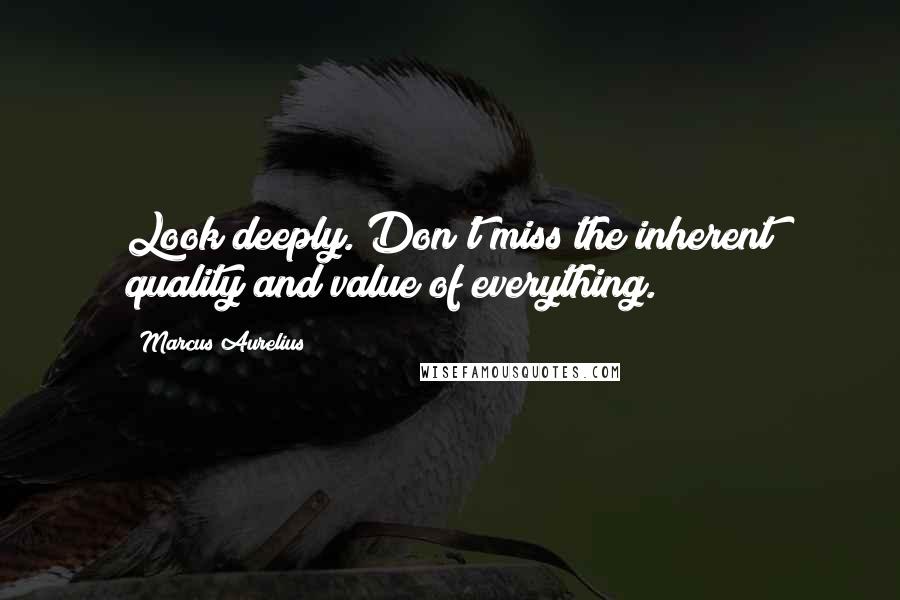 Marcus Aurelius Quotes: Look deeply. Don't miss the inherent quality and value of everything.