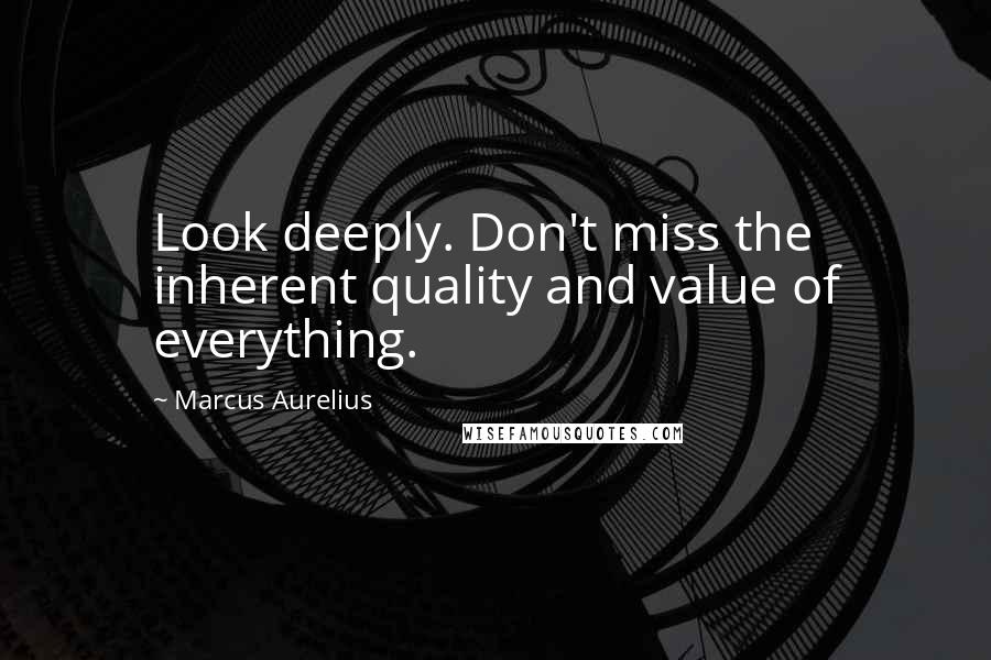 Marcus Aurelius Quotes: Look deeply. Don't miss the inherent quality and value of everything.