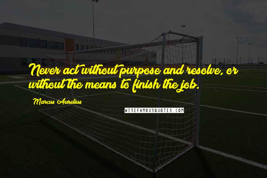 Marcus Aurelius Quotes: Never act without purpose and resolve, or without the means to finish the job.