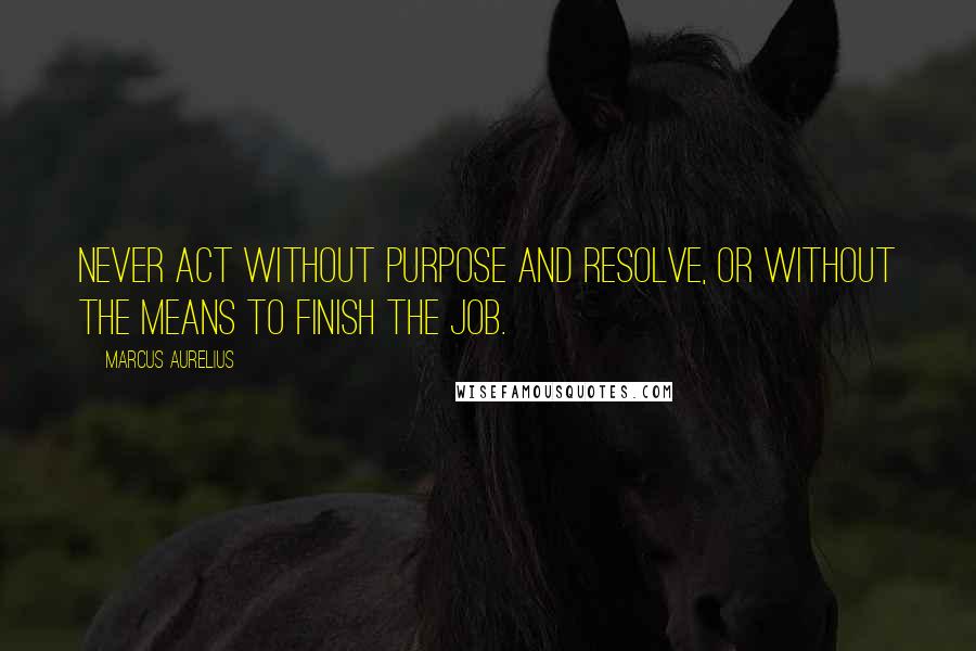 Marcus Aurelius Quotes: Never act without purpose and resolve, or without the means to finish the job.