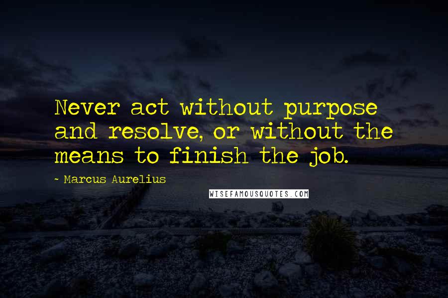 Marcus Aurelius Quotes: Never act without purpose and resolve, or without the means to finish the job.