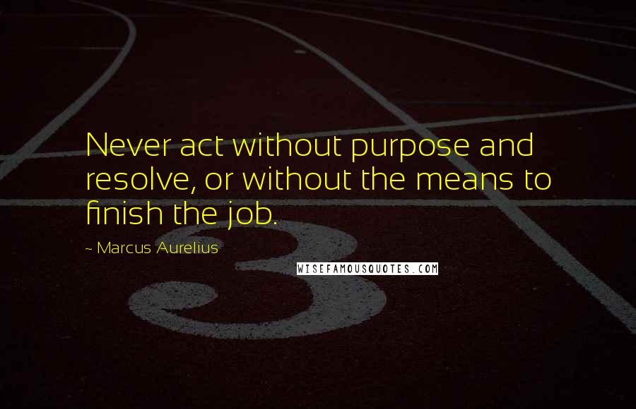 Marcus Aurelius Quotes: Never act without purpose and resolve, or without the means to finish the job.