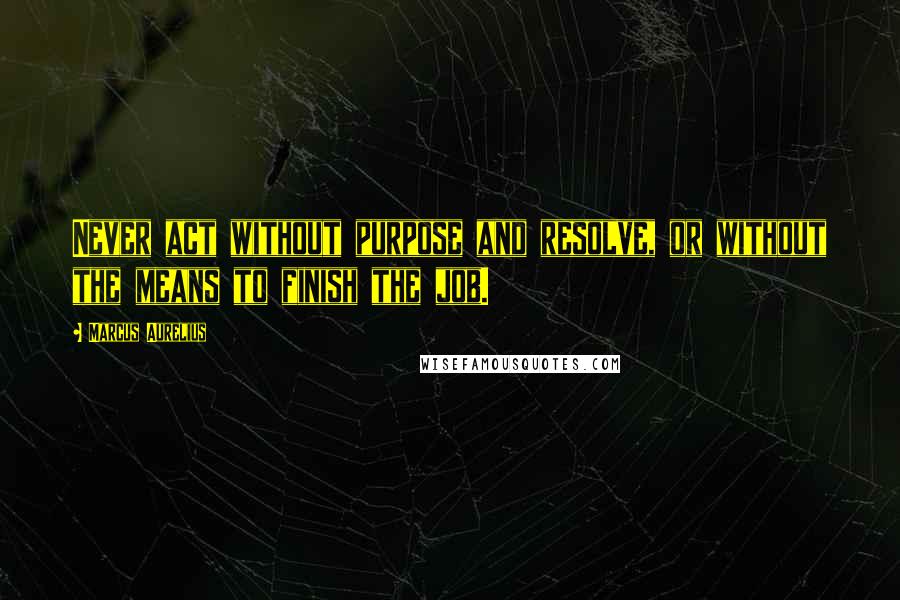 Marcus Aurelius Quotes: Never act without purpose and resolve, or without the means to finish the job.