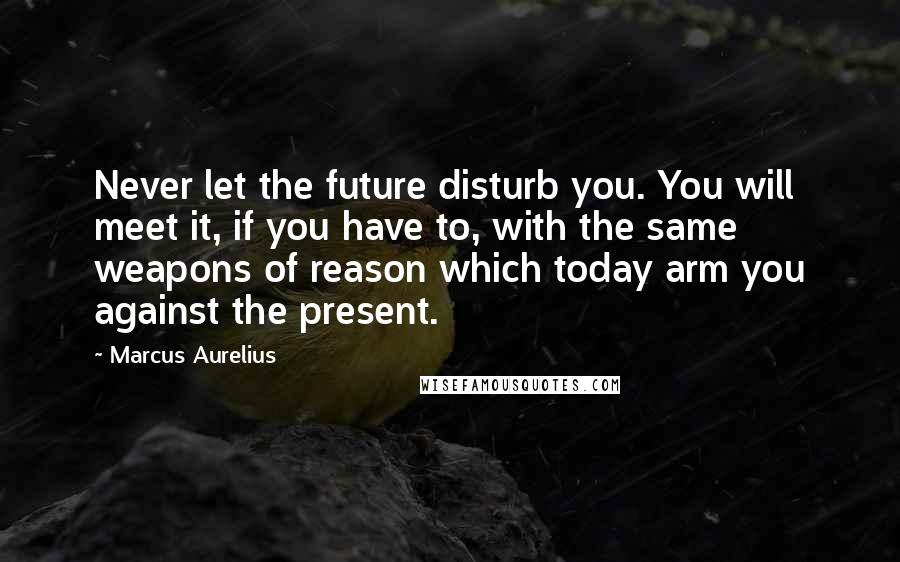 Marcus Aurelius Quotes: Never let the future disturb you. You will meet it, if you have to, with the same weapons of reason which today arm you against the present.