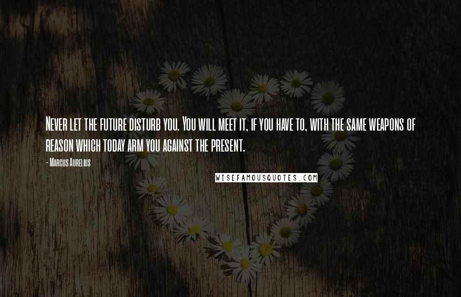 Marcus Aurelius Quotes: Never let the future disturb you. You will meet it, if you have to, with the same weapons of reason which today arm you against the present.