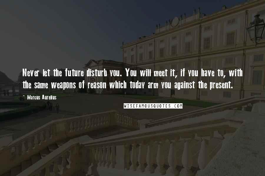 Marcus Aurelius Quotes: Never let the future disturb you. You will meet it, if you have to, with the same weapons of reason which today arm you against the present.