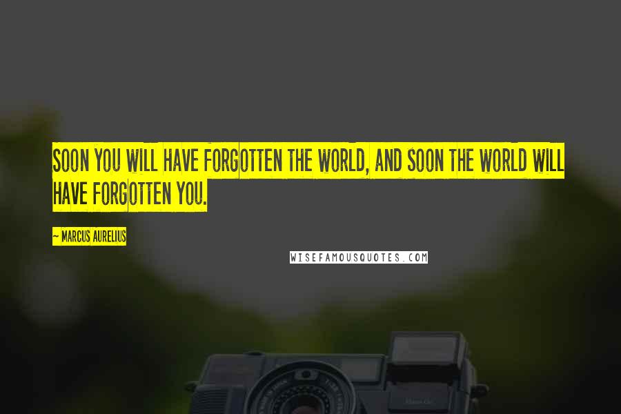 Marcus Aurelius Quotes: Soon you will have forgotten the world, and soon the world will have forgotten you.