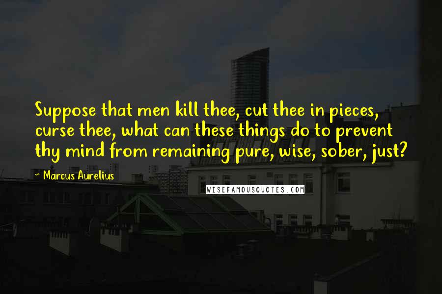 Marcus Aurelius Quotes: Suppose that men kill thee, cut thee in pieces, curse thee, what can these things do to prevent thy mind from remaining pure, wise, sober, just?