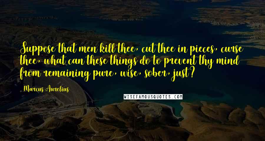 Marcus Aurelius Quotes: Suppose that men kill thee, cut thee in pieces, curse thee, what can these things do to prevent thy mind from remaining pure, wise, sober, just?