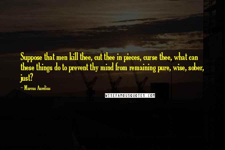 Marcus Aurelius Quotes: Suppose that men kill thee, cut thee in pieces, curse thee, what can these things do to prevent thy mind from remaining pure, wise, sober, just?