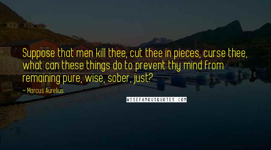 Marcus Aurelius Quotes: Suppose that men kill thee, cut thee in pieces, curse thee, what can these things do to prevent thy mind from remaining pure, wise, sober, just?