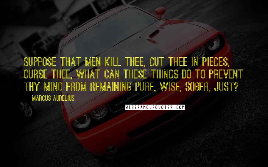 Marcus Aurelius Quotes: Suppose that men kill thee, cut thee in pieces, curse thee, what can these things do to prevent thy mind from remaining pure, wise, sober, just?