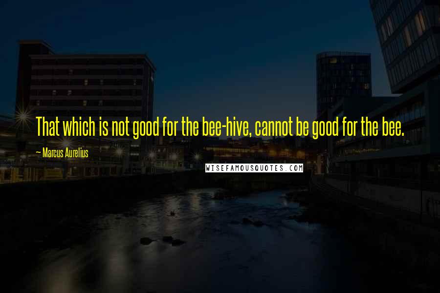 Marcus Aurelius Quotes: That which is not good for the bee-hive, cannot be good for the bee.