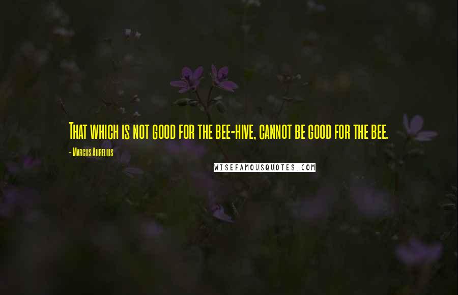 Marcus Aurelius Quotes: That which is not good for the bee-hive, cannot be good for the bee.