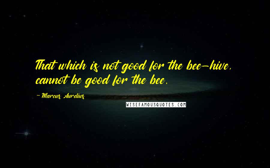 Marcus Aurelius Quotes: That which is not good for the bee-hive, cannot be good for the bee.