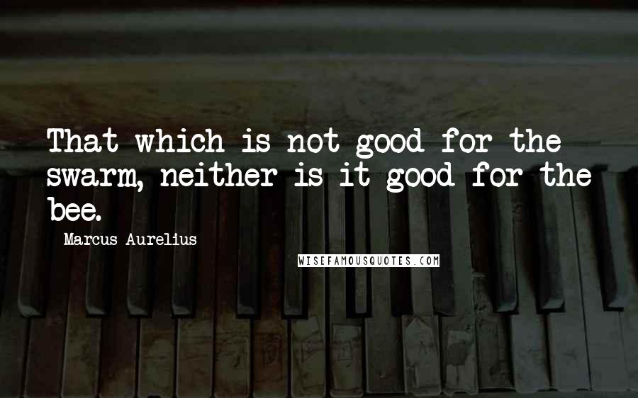 Marcus Aurelius Quotes: That which is not good for the swarm, neither is it good for the bee.