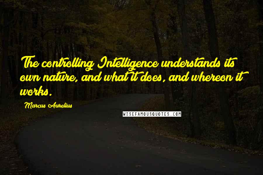 Marcus Aurelius Quotes: The controlling Intelligence understands its own nature, and what it does, and whereon it works.