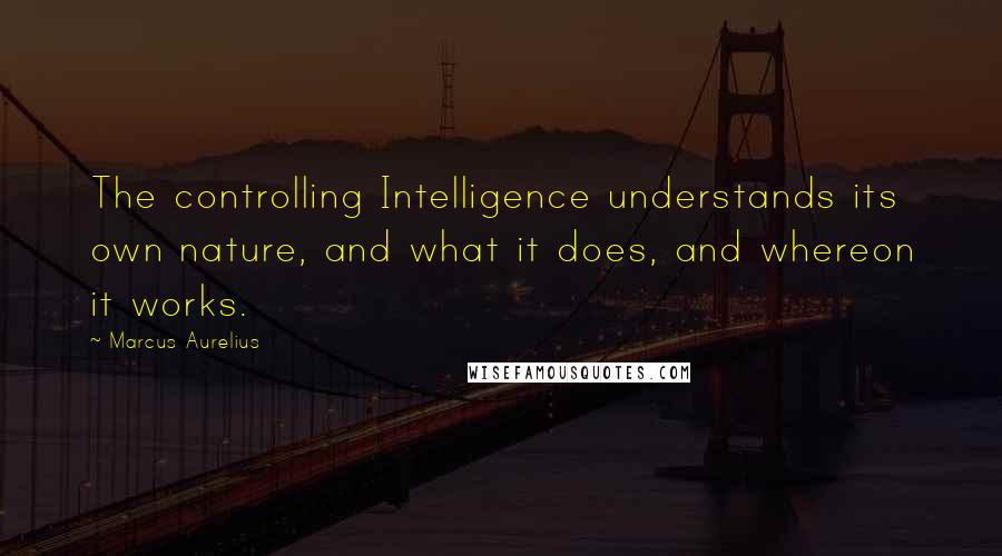 Marcus Aurelius Quotes: The controlling Intelligence understands its own nature, and what it does, and whereon it works.