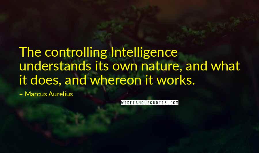 Marcus Aurelius Quotes: The controlling Intelligence understands its own nature, and what it does, and whereon it works.