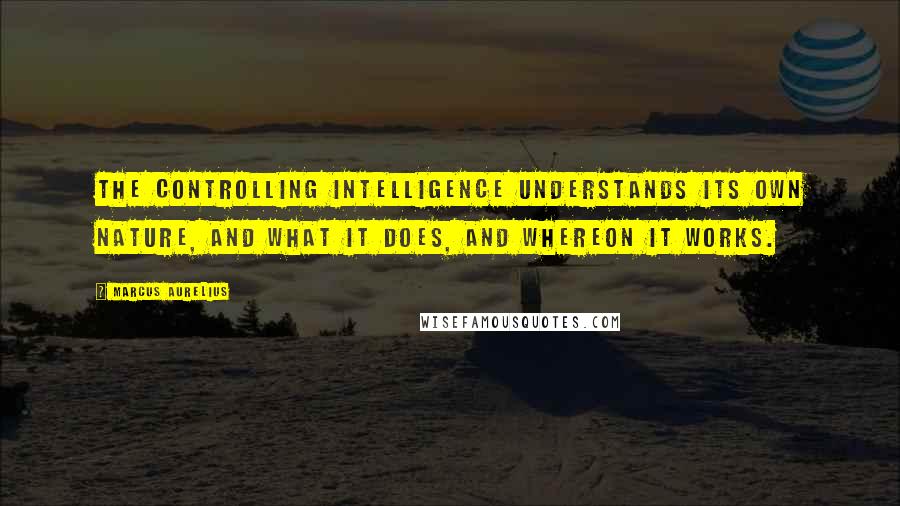 Marcus Aurelius Quotes: The controlling Intelligence understands its own nature, and what it does, and whereon it works.