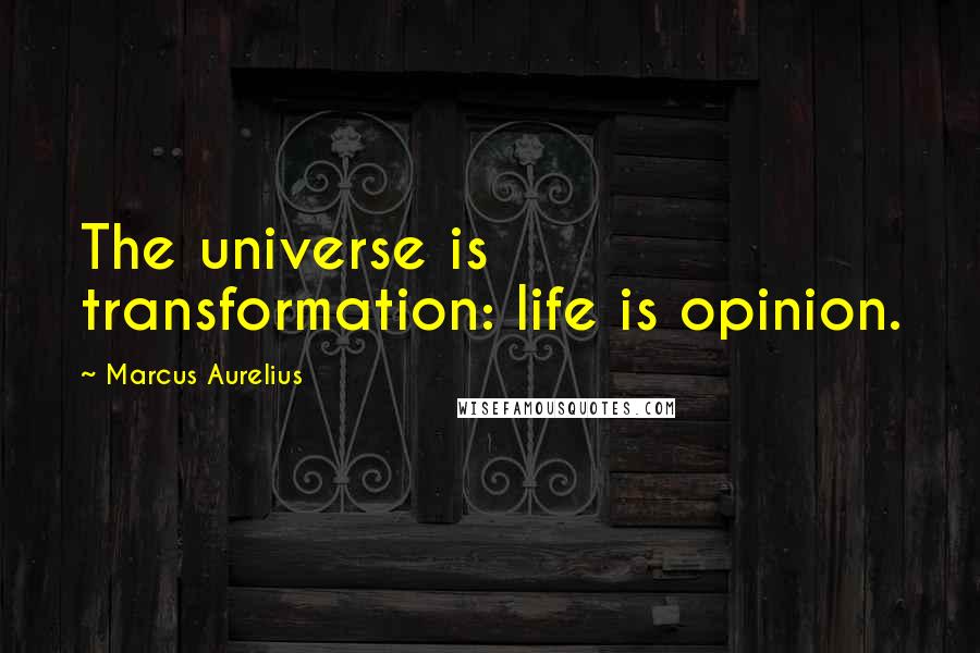 Marcus Aurelius Quotes: The universe is transformation: life is opinion.