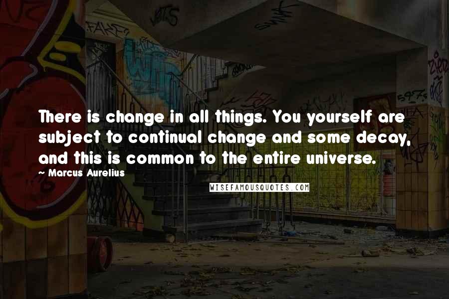 Marcus Aurelius Quotes: There is change in all things. You yourself are subject to continual change and some decay, and this is common to the entire universe.