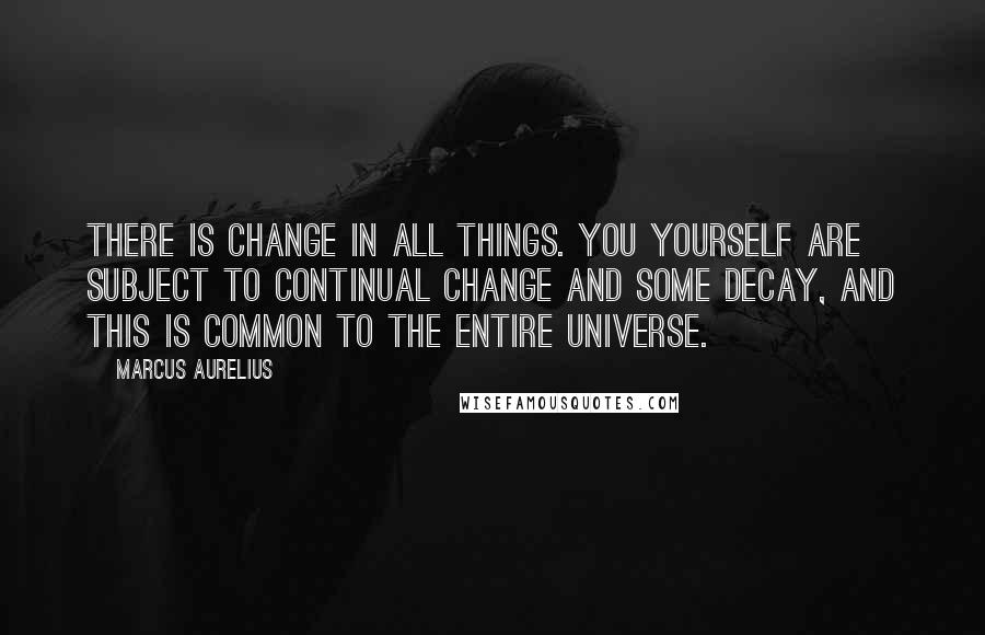 Marcus Aurelius Quotes: There is change in all things. You yourself are subject to continual change and some decay, and this is common to the entire universe.