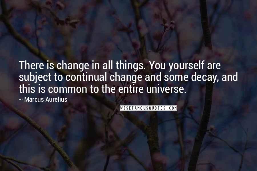 Marcus Aurelius Quotes: There is change in all things. You yourself are subject to continual change and some decay, and this is common to the entire universe.