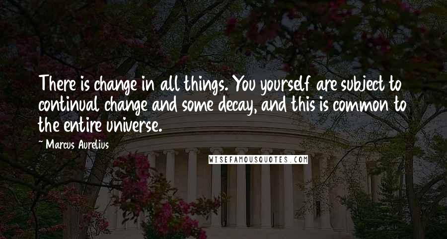 Marcus Aurelius Quotes: There is change in all things. You yourself are subject to continual change and some decay, and this is common to the entire universe.