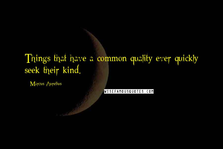 Marcus Aurelius Quotes: Things that have a common quality ever quickly seek their kind.
