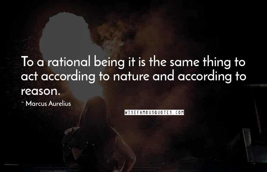Marcus Aurelius Quotes: To a rational being it is the same thing to act according to nature and according to reason.