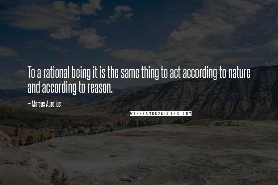 Marcus Aurelius Quotes: To a rational being it is the same thing to act according to nature and according to reason.