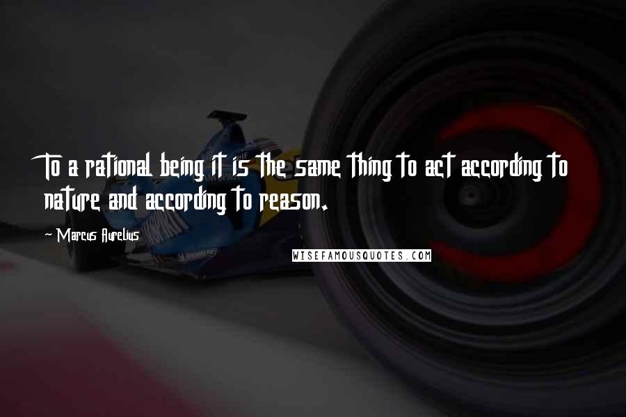 Marcus Aurelius Quotes: To a rational being it is the same thing to act according to nature and according to reason.