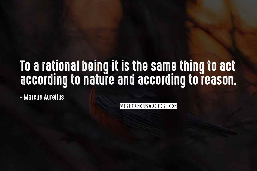 Marcus Aurelius Quotes: To a rational being it is the same thing to act according to nature and according to reason.