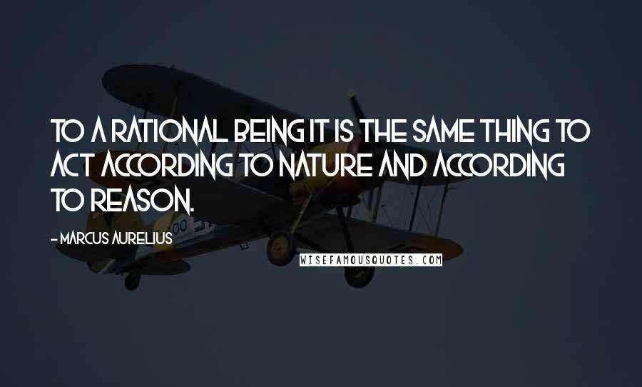 Marcus Aurelius Quotes: To a rational being it is the same thing to act according to nature and according to reason.