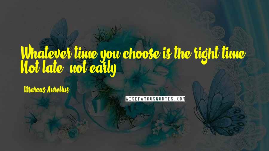 Marcus Aurelius Quotes: Whatever time you choose is the right time. Not late, not early.