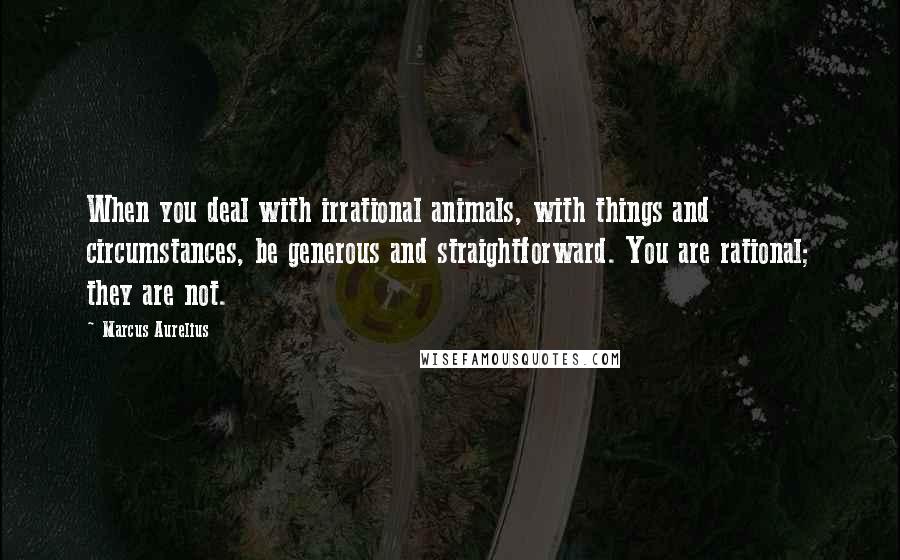 Marcus Aurelius Quotes: When you deal with irrational animals, with things and circumstances, be generous and straightforward. You are rational; they are not.