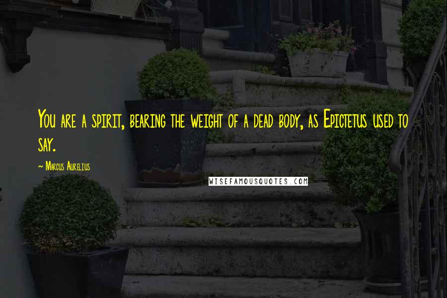 Marcus Aurelius Quotes: You are a spirit, bearing the weight of a dead body, as Epictetus used to say.