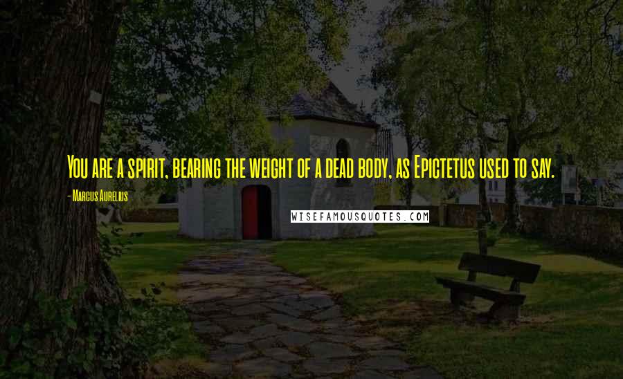 Marcus Aurelius Quotes: You are a spirit, bearing the weight of a dead body, as Epictetus used to say.