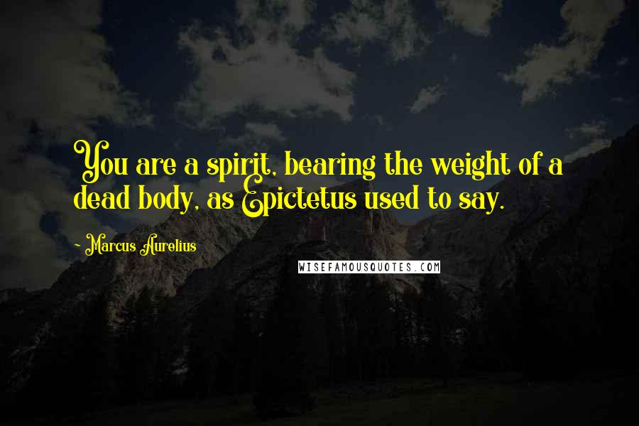 Marcus Aurelius Quotes: You are a spirit, bearing the weight of a dead body, as Epictetus used to say.